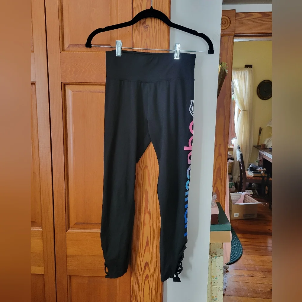 Justice Active Equestrian Kids Girls Black Leggings Blue Pink Ombre Glitter 14